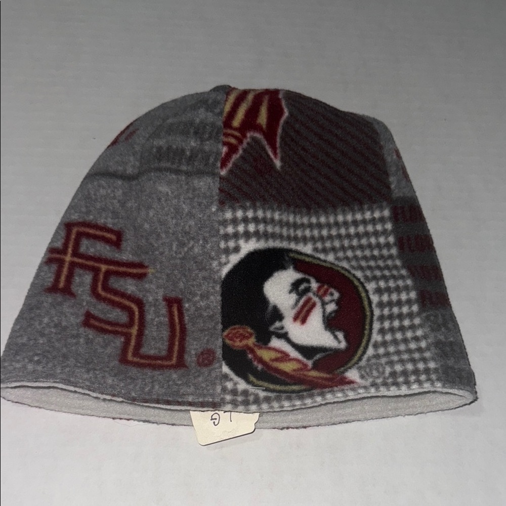 Handmade By Mad Gray FSU Fleece Beanie with Logo Warm Cozy Football Size Large